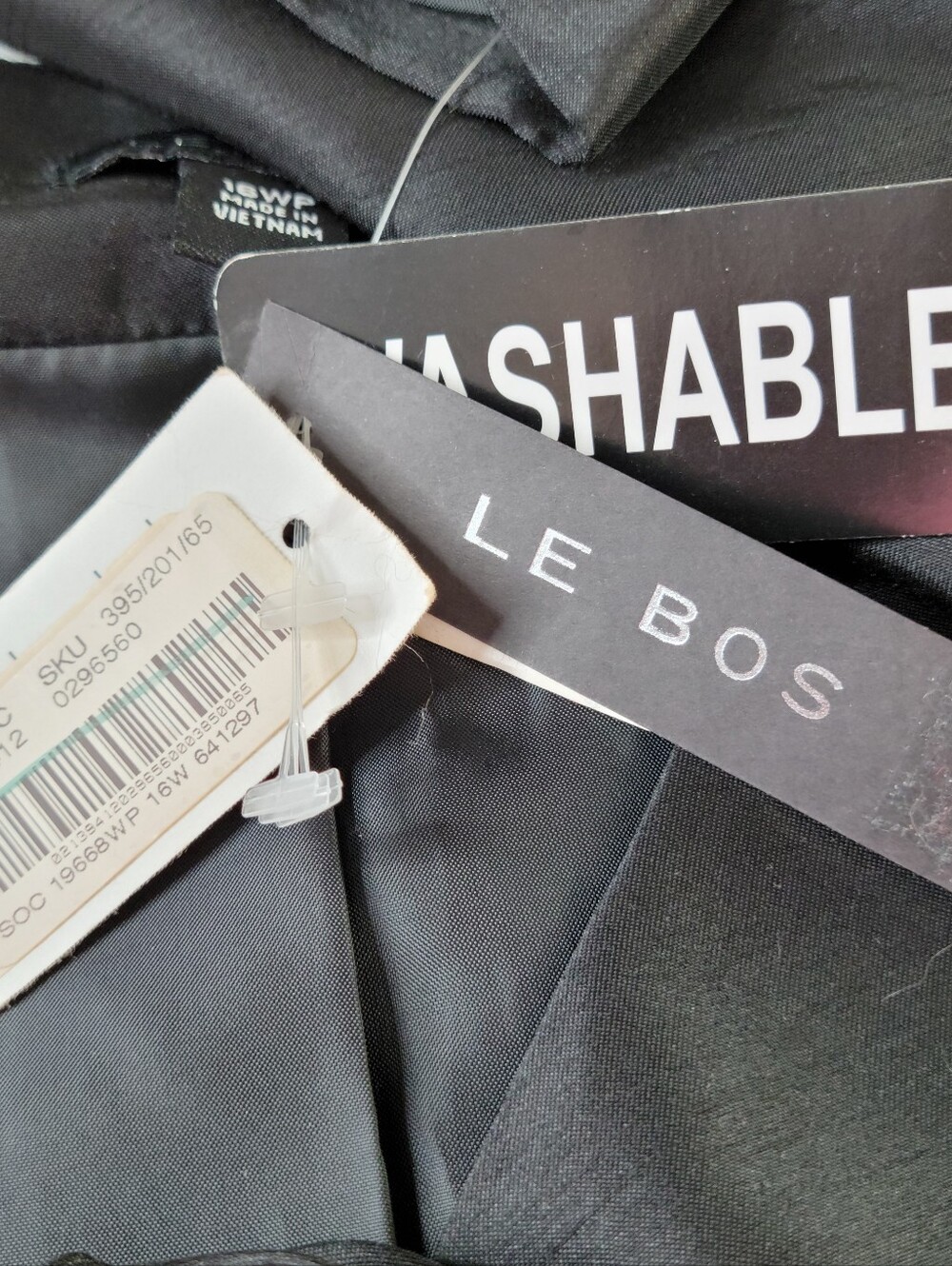 Le Bos Midi Dress Suit Set Size 16WP Black Satin Rhinestone Flower Lined New - Picture 10 of 14
